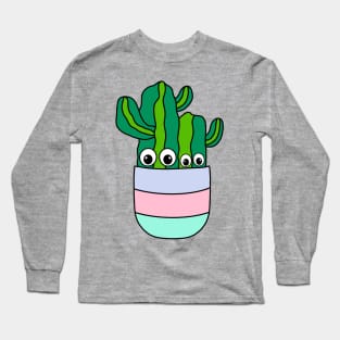 Cute Cactus Design #267: Cacti Bunch In Pretty Pot Long Sleeve T-Shirt